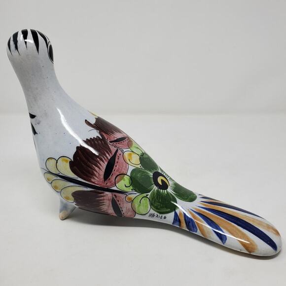 Vintage Tonala Dove Hand Painted Pottery 7 Vintage Tonala Mexico Pottery Dove Figurine Hand Painted Folk Art Bird 9.5\